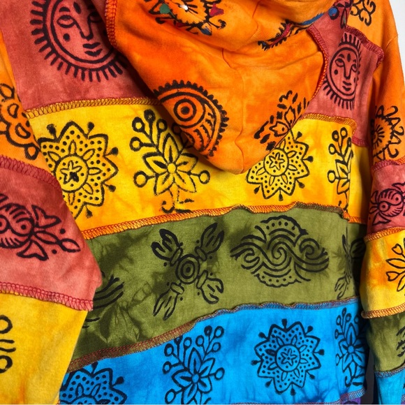 RISING INTERNATIONAL Handmade Multi Patch Cotton Hoodie Jacket. Size Small - Picture 8 of 9